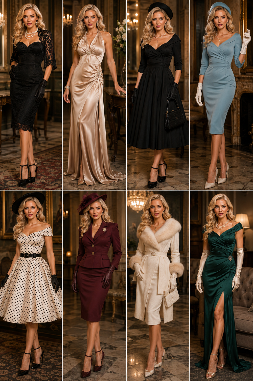 Luna in verschillende vintage glamour outfits
