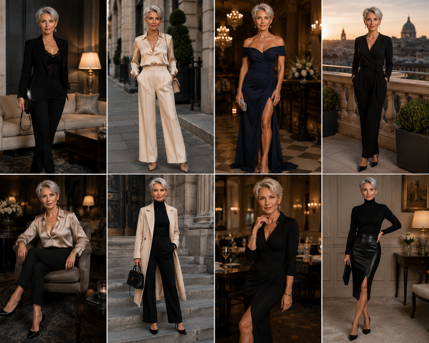Victoria in verschillende elegante outfits